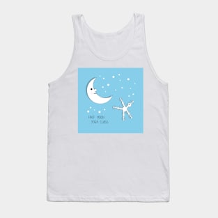 Half moon yoga class cartoon drawing Tank Top